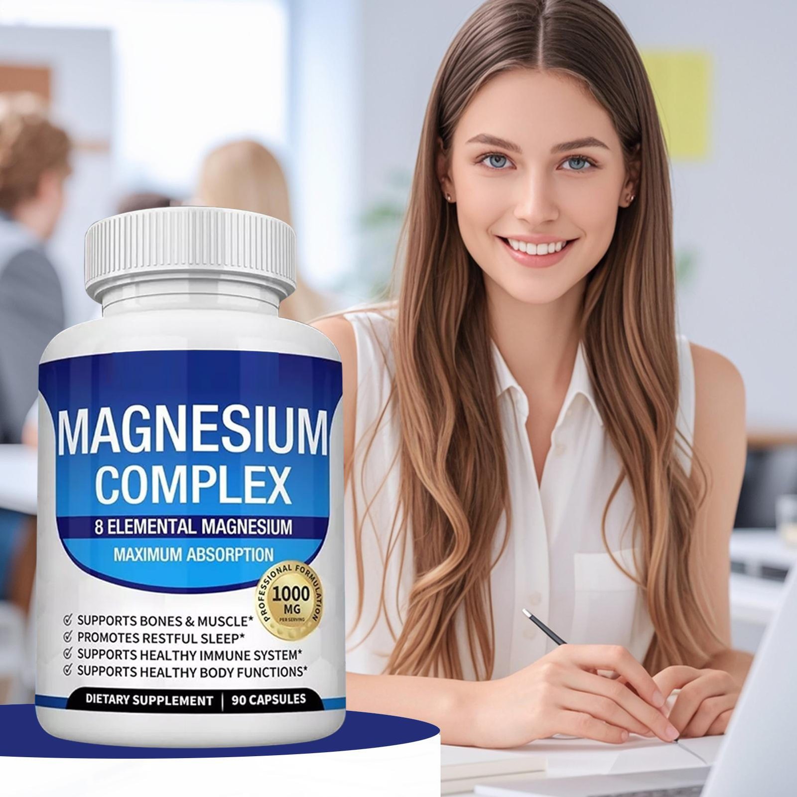 Enhanced Magnesium Glycinate Complex 1000mg – 90 Capsules 8 elements magnesium