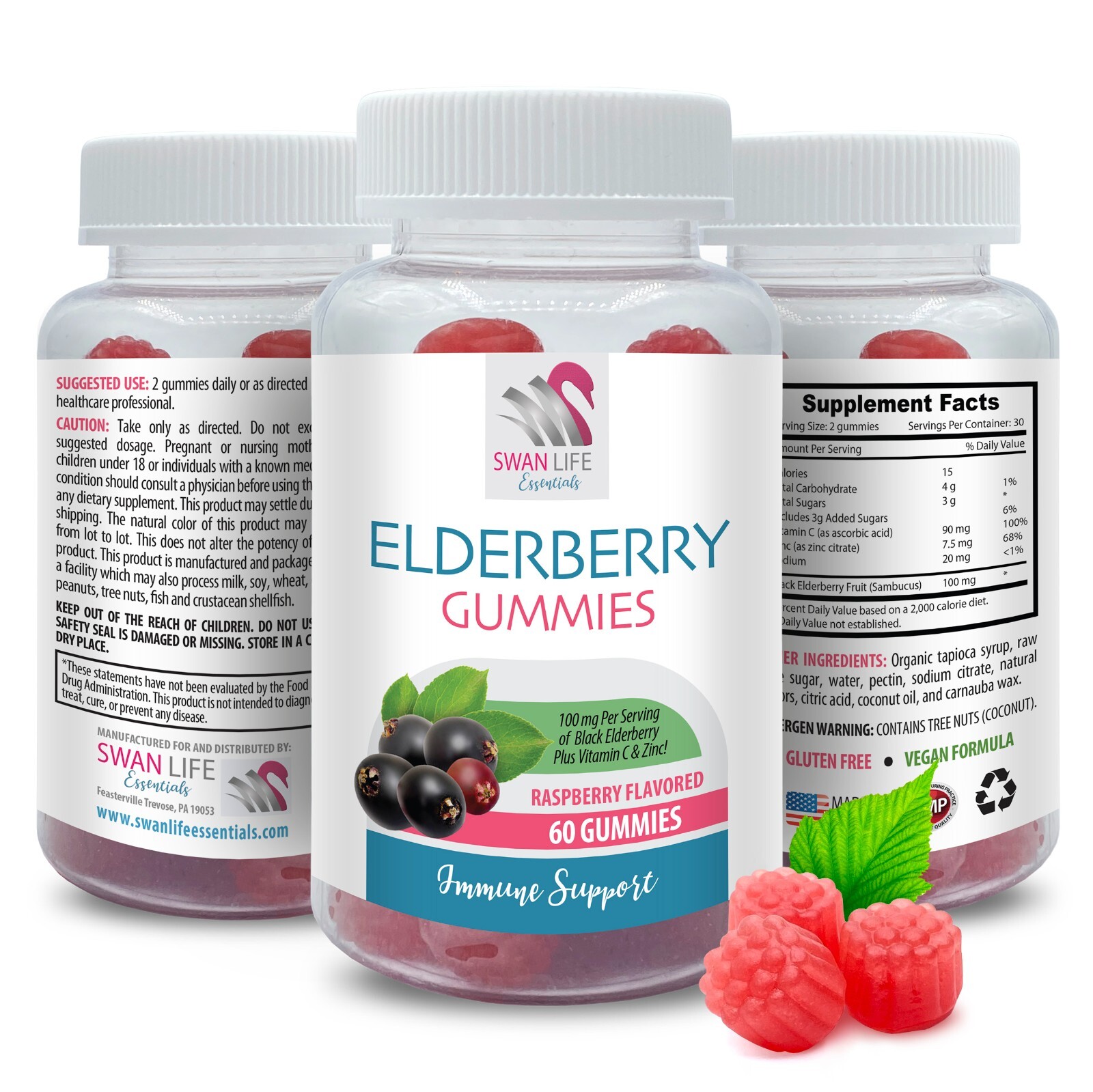 Fruity flavor – ELDERBERRY GUMMIES – Anytime energy 1 Bottles 60 Gummies