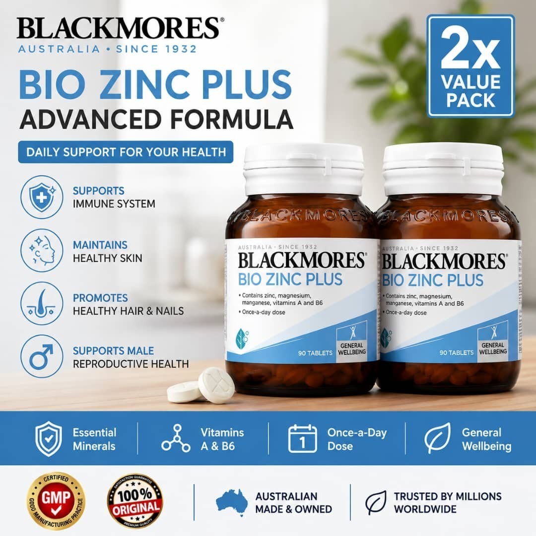 2 x Blackmores Bio Zinc Plus 90 Tablets Advanced Formula for Healthy Skin, Hair