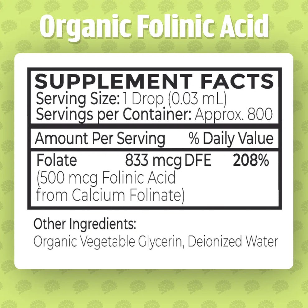 Dr GreenLife USDA Organic Folinic Acid – MTHFR-Friendly Folate 1 FL Oz / 30ml