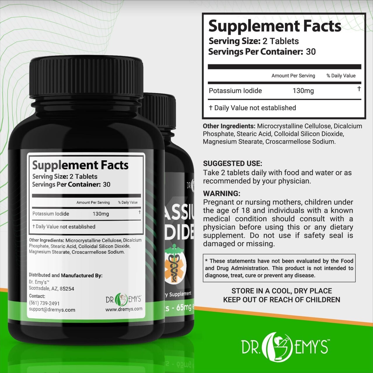 (2PK) – Potassium + Iodide Pills Tablets☆130 mg Supplement☆Survival Kit Fallout