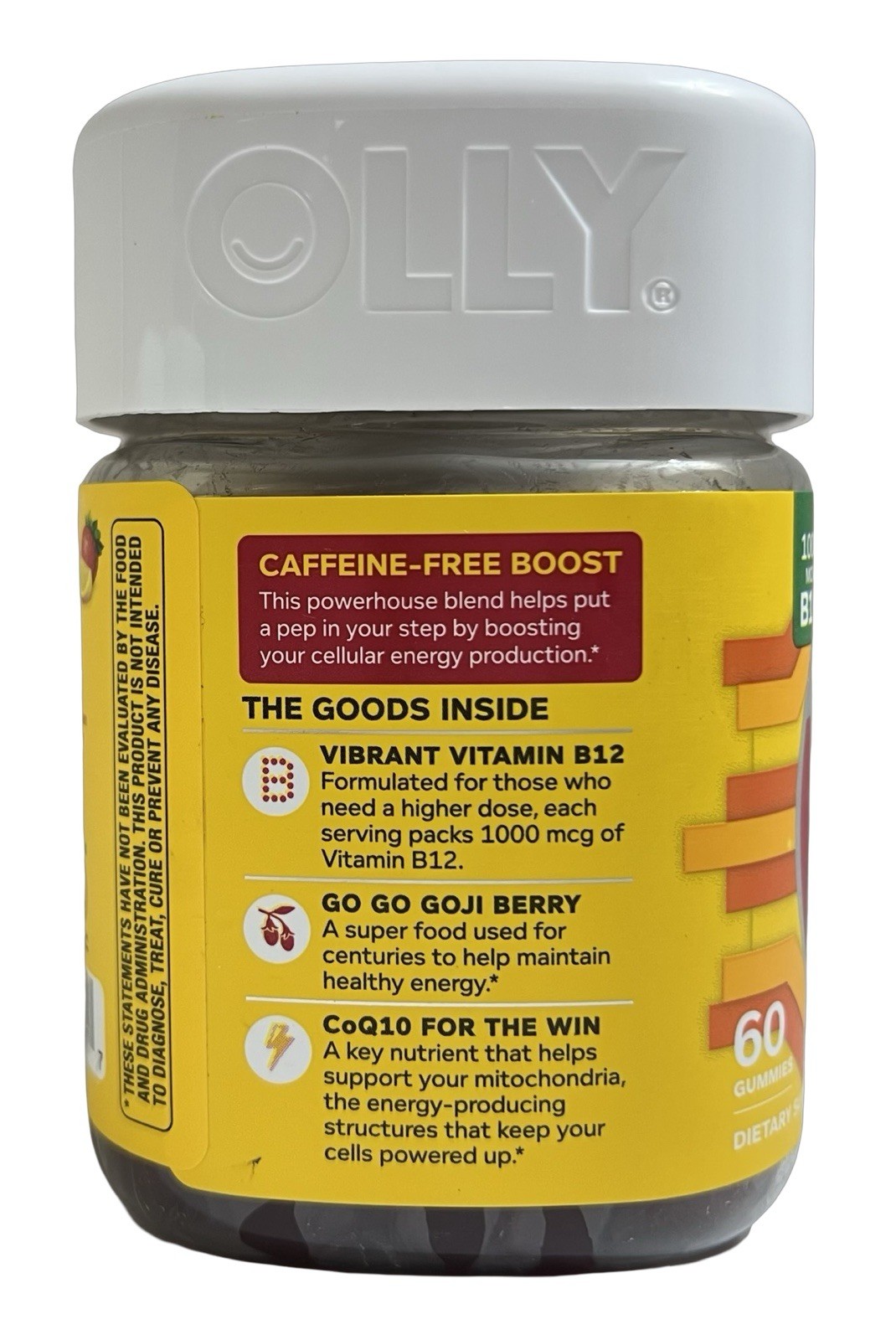 OLLY Extra Strength Daily Energy Gummy, Caffeine Free, 1000mcg Vitamin B12 60 Ct