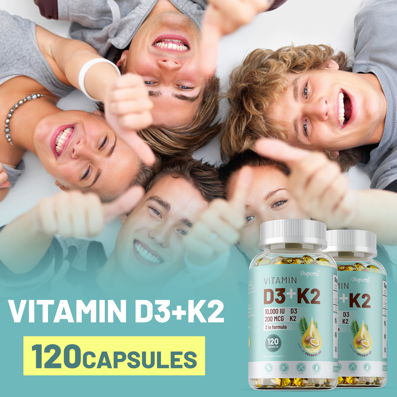Vitamin D3 + K2-Immune & Metabolism Support-Bone & Joint Health,Boosts Immunity