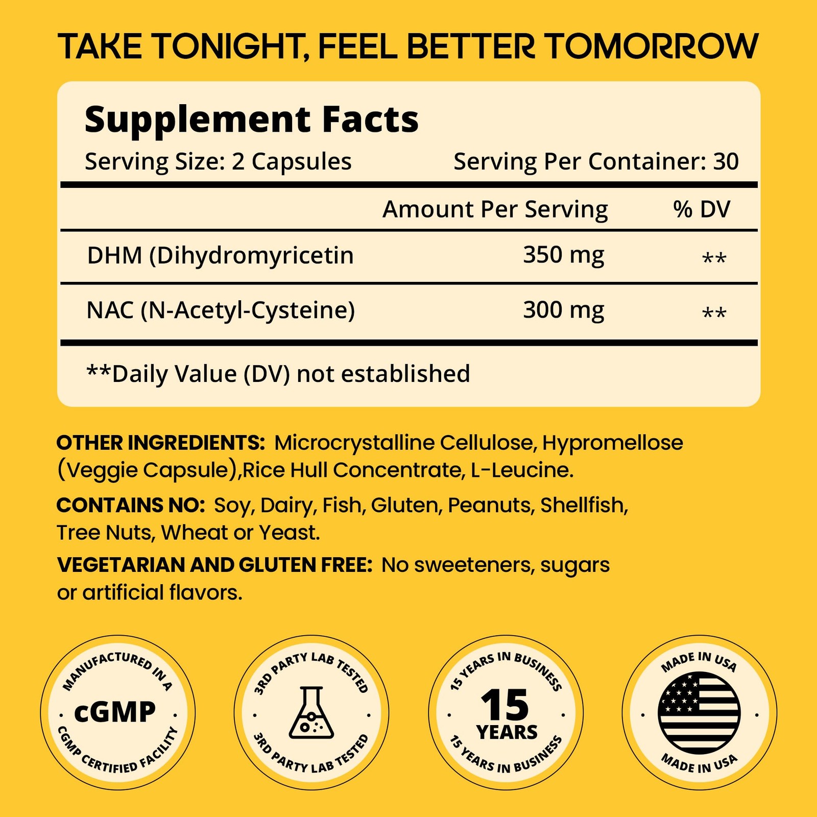 WELESSENTIALS Dihydromyricetin DHM with NAC – 650mg x 60 Capsules – 300mg N-A…