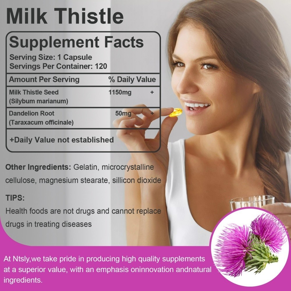 Milk thistle capsules support inflammation of the liver and thyroid gland 120pc