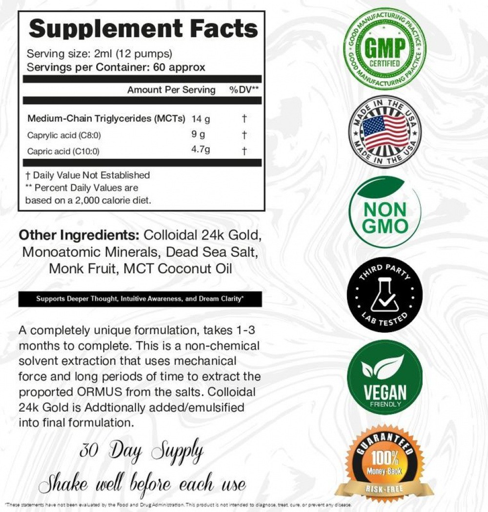 Ormus Gold Oil by I Am Joy, Supports Pineal Gland & DNA, Rich in Minerals 4oz