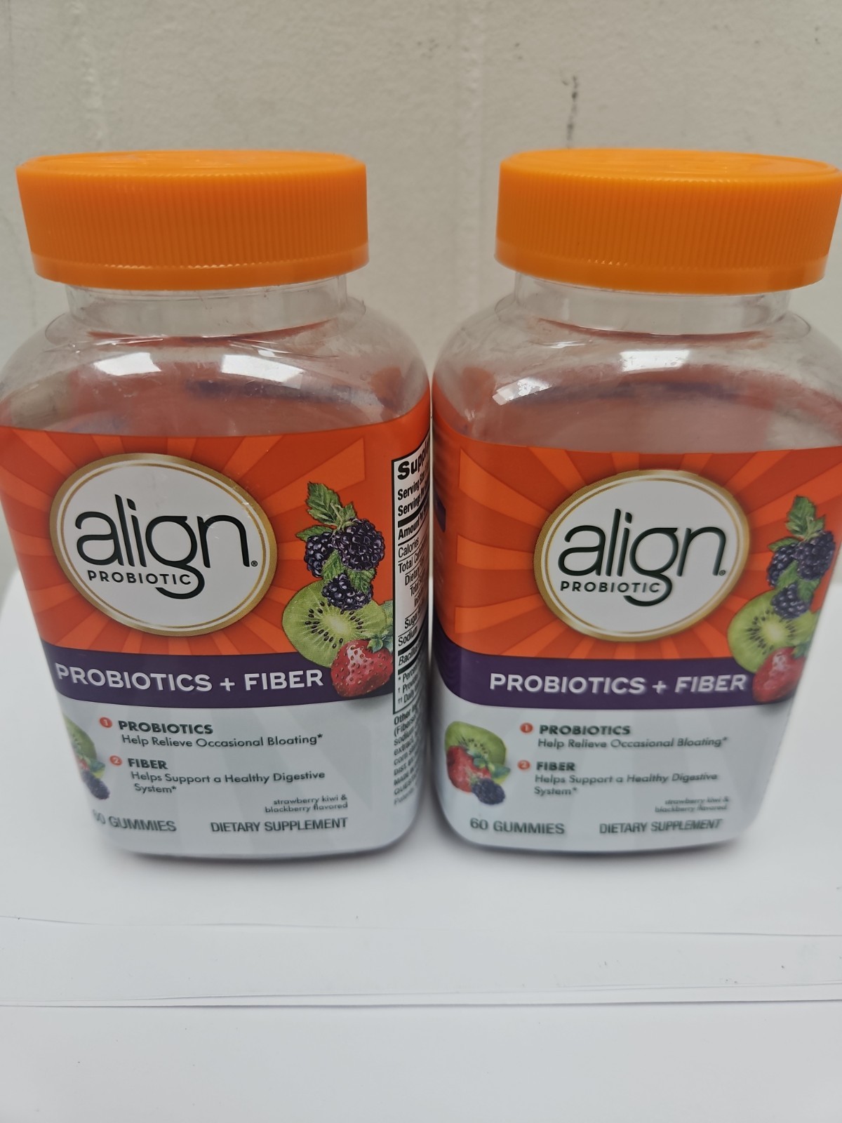 (2 pack) Align Probiotic + Fiber Relieves Bloating – 60 Gmmies each