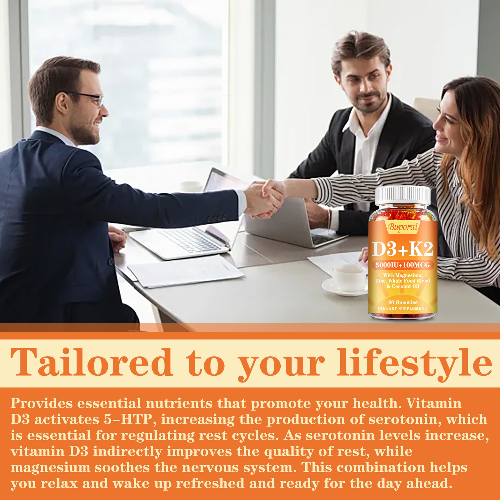Vitamin D3 + K2 – Magnesium,Zinc – Promote Bone Health and Improve Sleep Quality