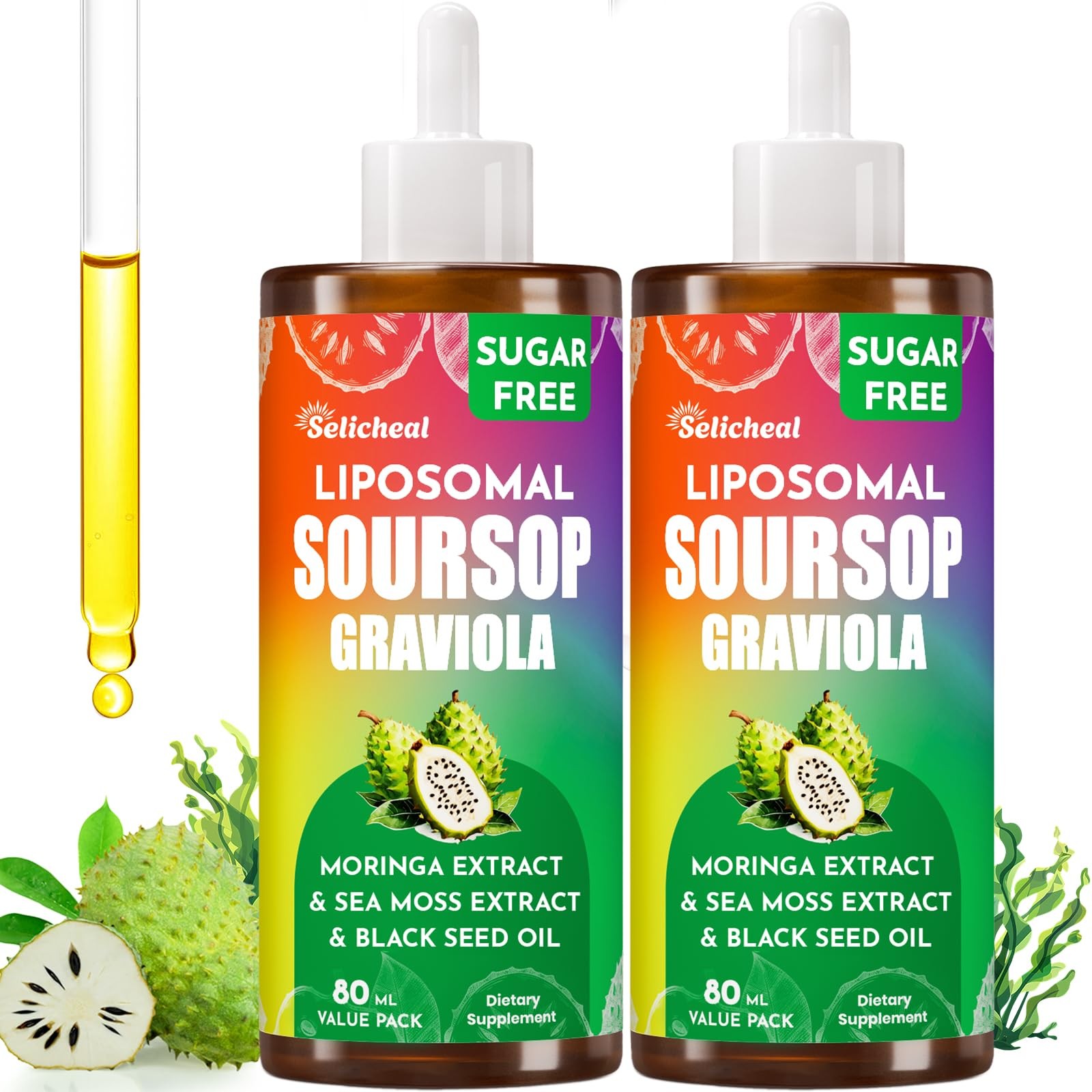 Soursop Bitters Liquid 880MG, Multivitamin 2.8 Fl Oz (Pack of 2)