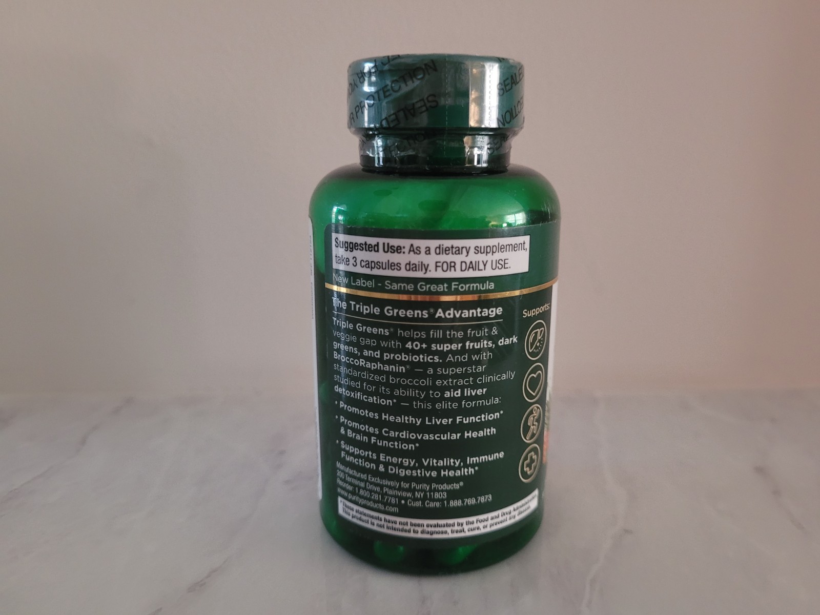 Purity Products | Triple Greens 90 Capsules Promotes Healthy Liver Function