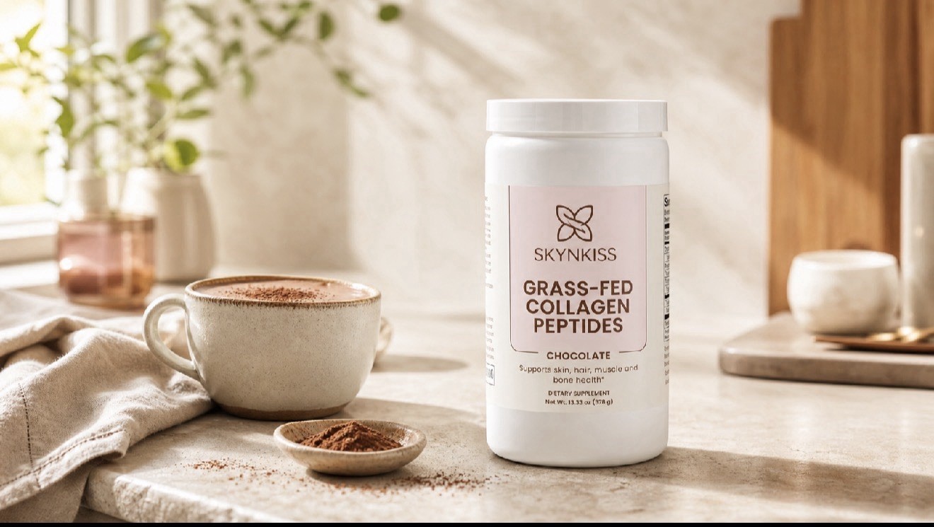 SKYNKISS Grass-Fed Collagen Peptides Powder – Chocolate Flavor