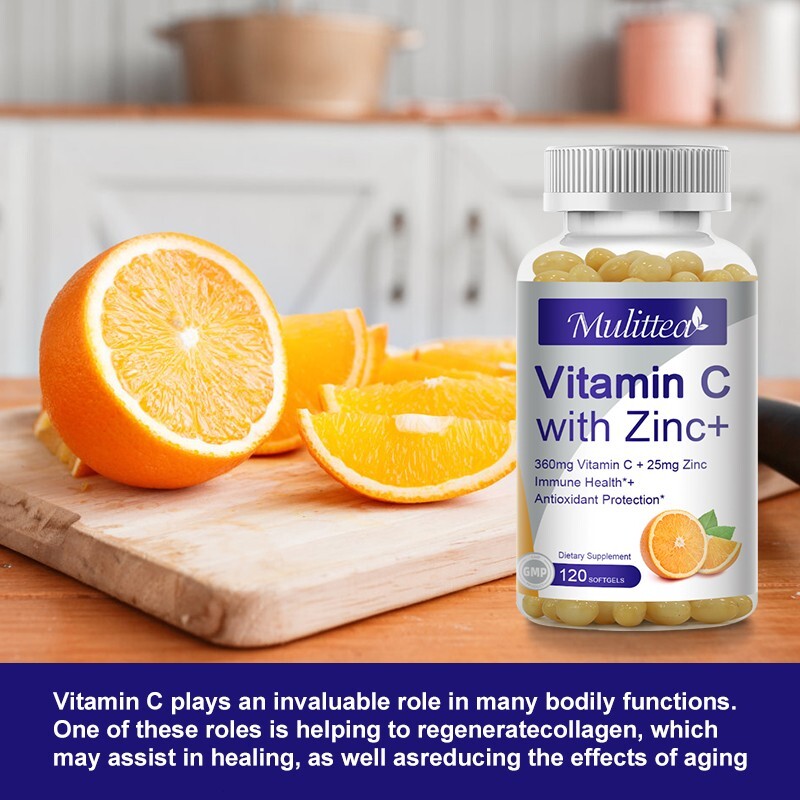 Vitamin C & Zinc Complex Capsules Heart Health Immune Support Energy Boost 120pc