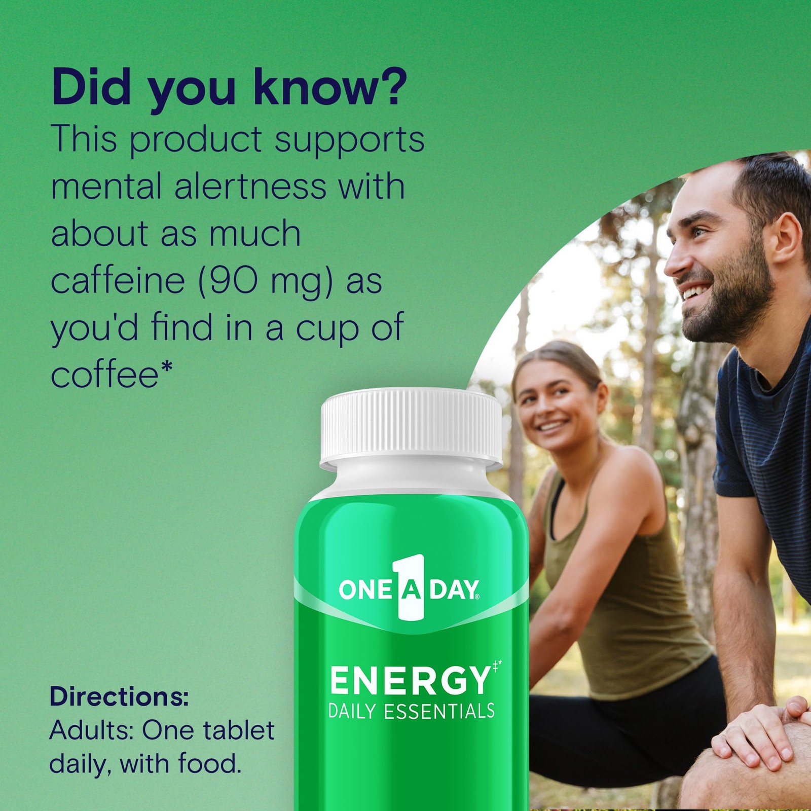 One A Day Energy Daily Essentials Multivitamin, 120 Count (Pack of 1), Green
