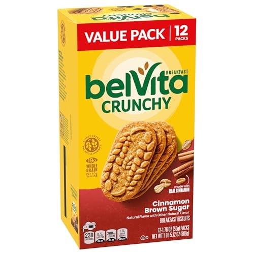 belVita Breakfast Bars Biscuits, Cinnamon Brown 21.12 Ounce (12 Pack), brown