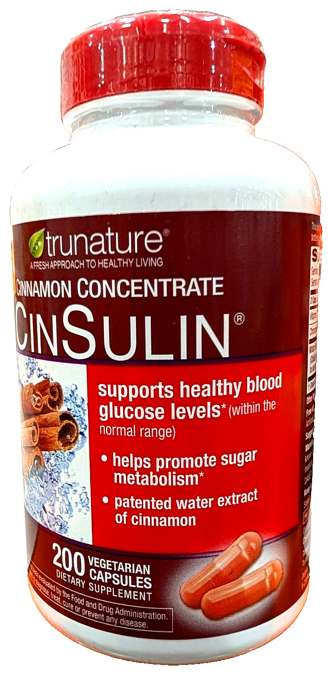 Trunature Advanced Strength CinSulin 500 mg Cinnamon 200 veg caps Exp 08/2025