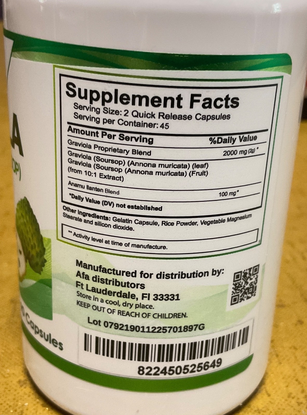 2 Bottles of Pro/Prebiotics & Enzymes…1 Detox Binder…1 Graviola..4 Bottles Total