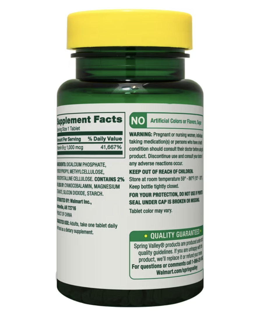 Spring Valley Vitamin B12 1000 Mcg Timed Release Tablets, 300 Count ( 1 PACK )