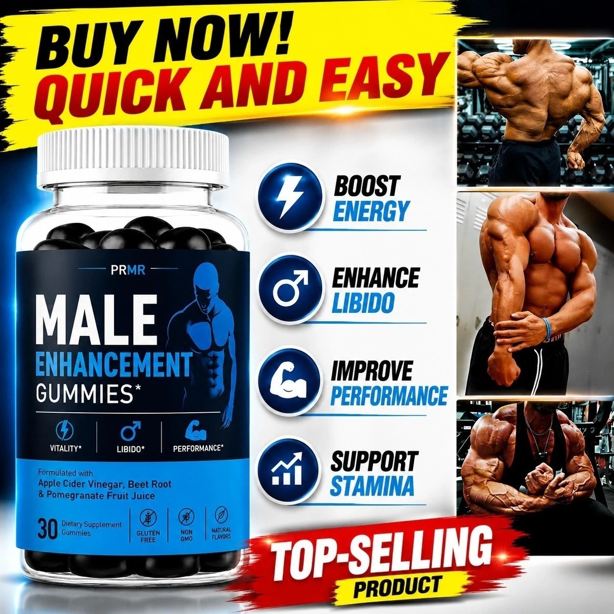 PRMR Gummys Male Health Support Vitamin Vital Health 30 Gummies