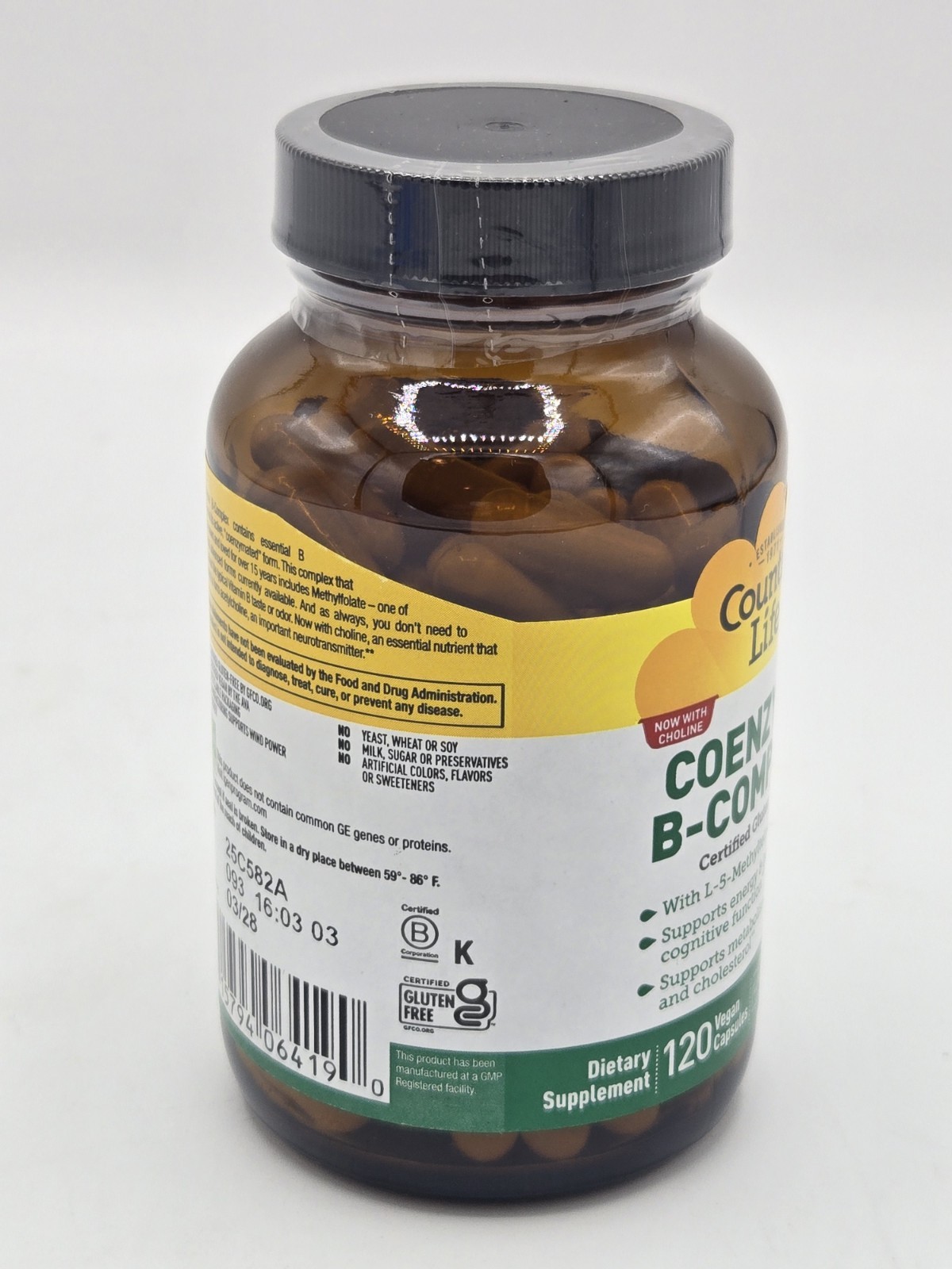 Coenzyme B-Complex By Country Life- 120 Gluten-free Vegan Capsules- Exp 03/2028