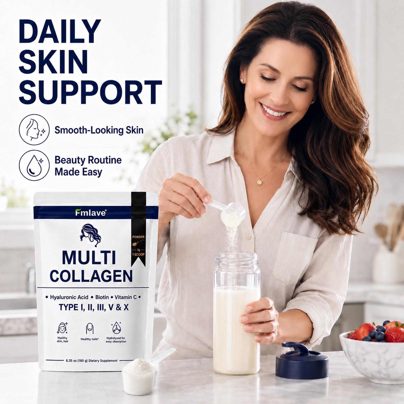4x Multi Collagen Powder 1500mg – with Biotin Hyaluronic Acid Vit C 144 Servings