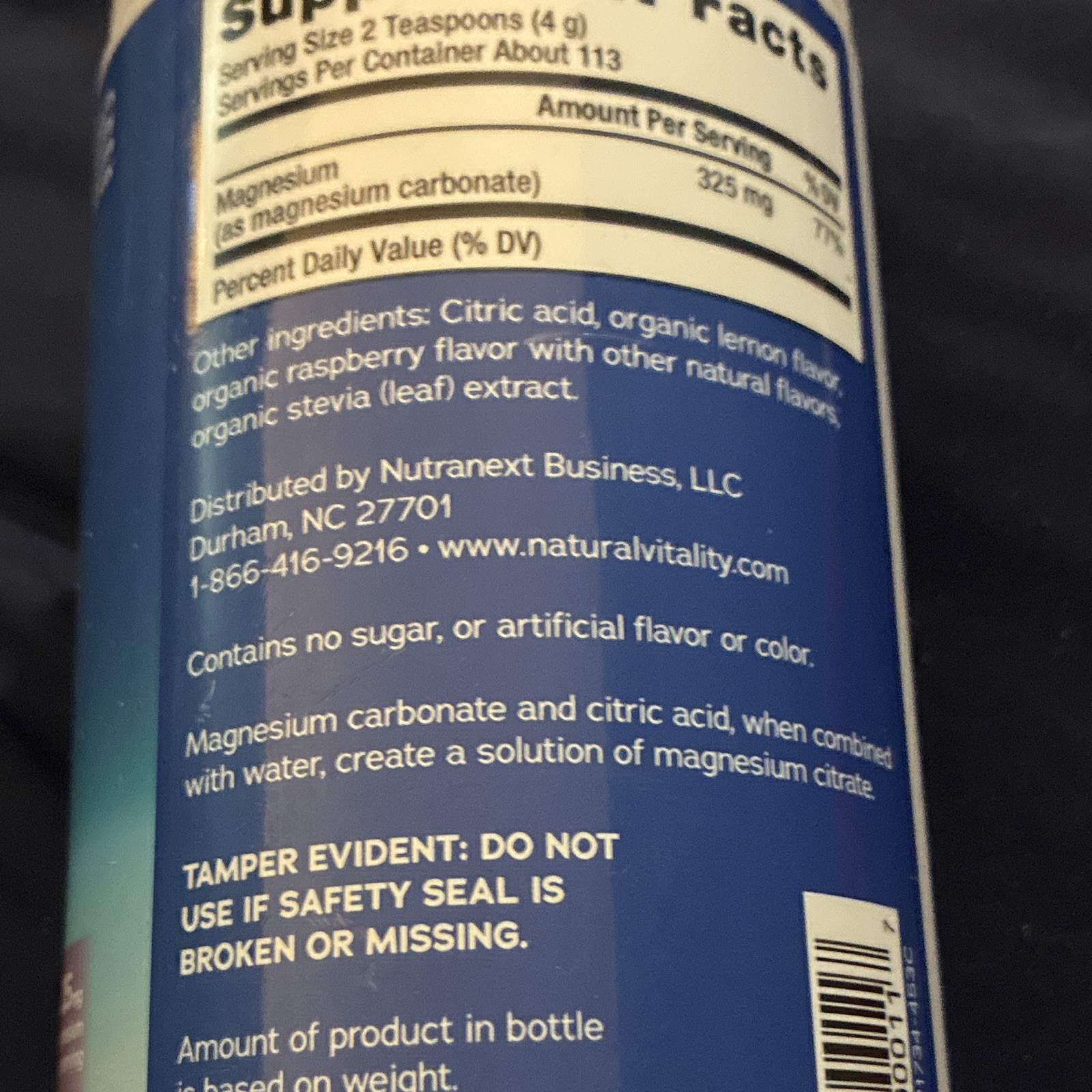 Natural Vitality CALM Magnesium Powder Drink Mix Raspberry-Lemon 325mg
