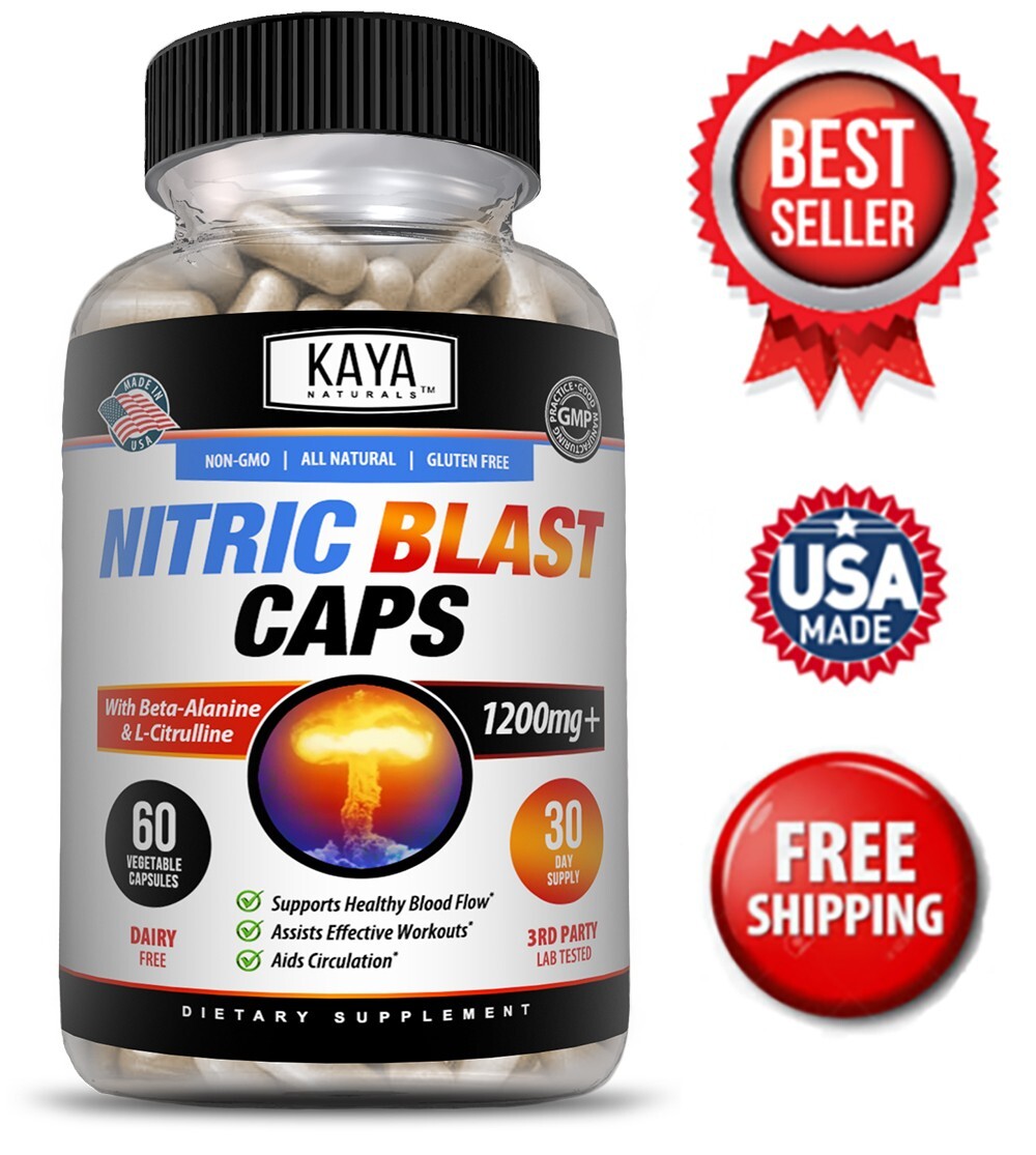 Nitric Blast 60ct, L-Arginine Nitric oxide, ED Testosterone Booster, Pre Workout