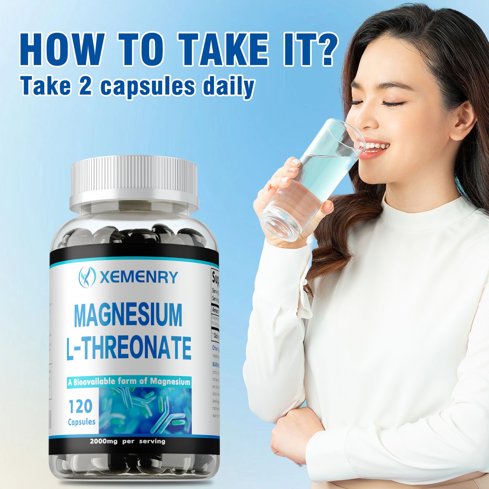 Magnesium L-Threonate 2000mg – Brain & Nervous System Health, Memory and Focus