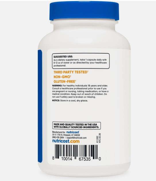 Nutricost N-Acetyl L-Cysteine (NAC) 600mg, 120 Vegan Capsules – Non-GMO