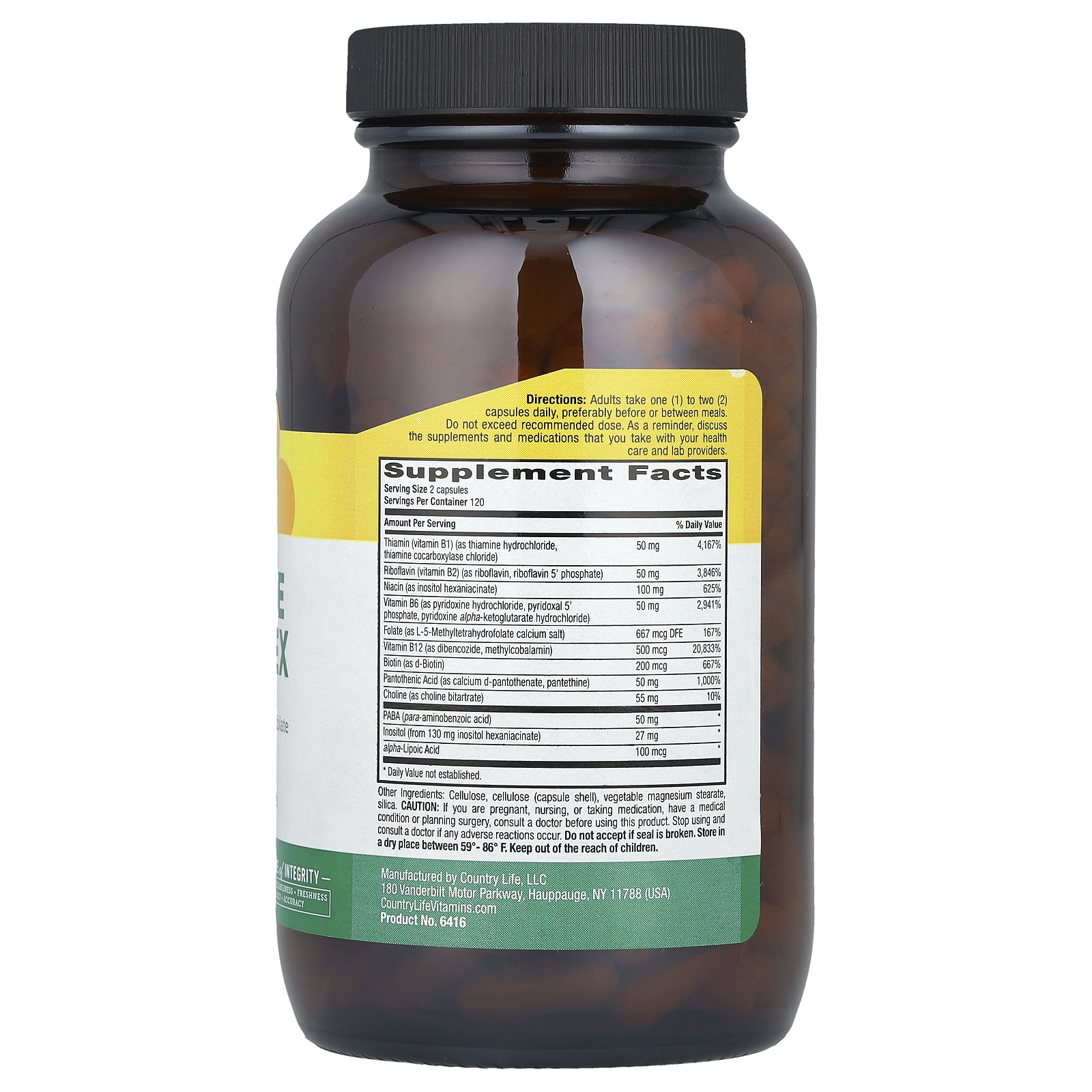 Country Life Coenzyme B-Complex Caps 240 Vegan Capsules Gluten-Free, GMP Quality