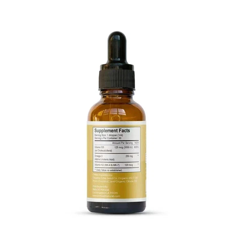 Bella All Natural Vitamin D3 K2 Drops Organic Omega 3 MCT Oil 50ml Supplement