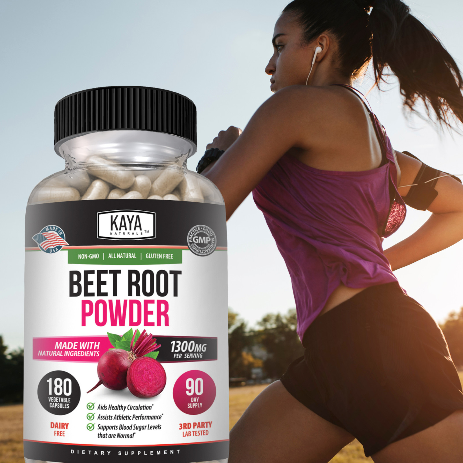 Organic Beet Root Powder 1300mg 180ct Nitric Oxide Booster Superfood Beetroot