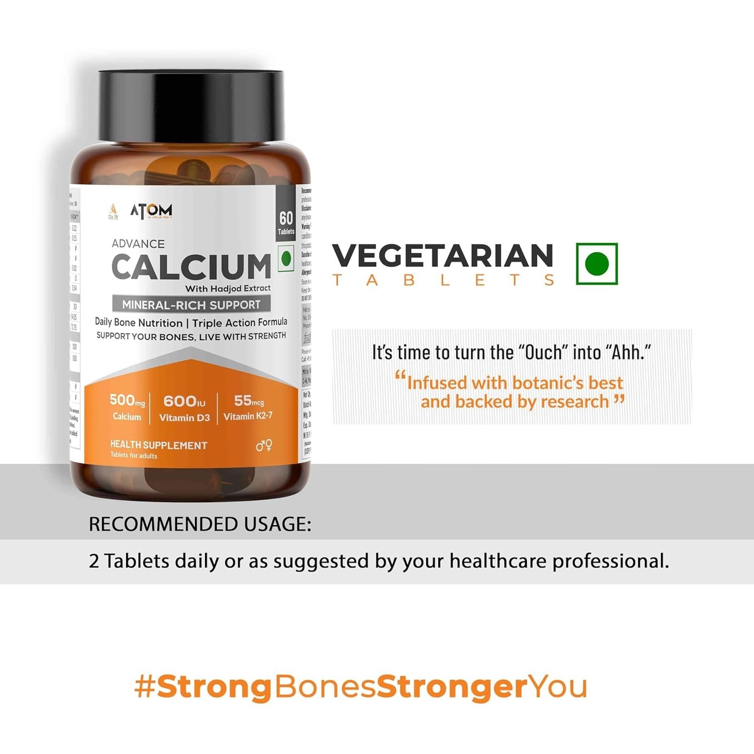 5 Pack Asit.is ATOM Advance Calcium 300 Veg Tablets