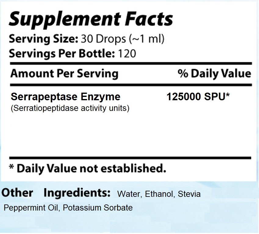 Absonutrix Serrapeptase Enzyme 4 Fl Oz Anti oxidant 125000 SPU easy absorption