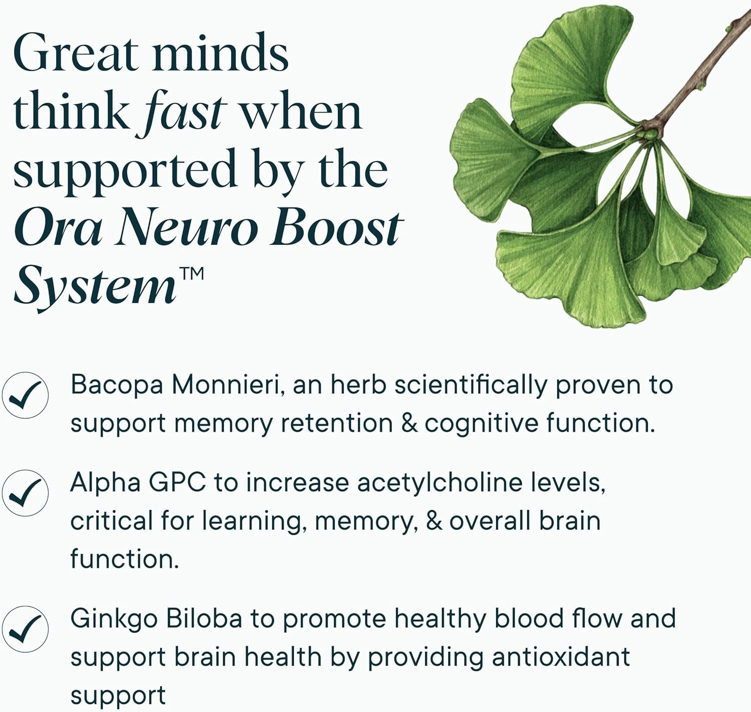Ora Organic – Brain Health Supplement for Focus, Mental Energy + Memory