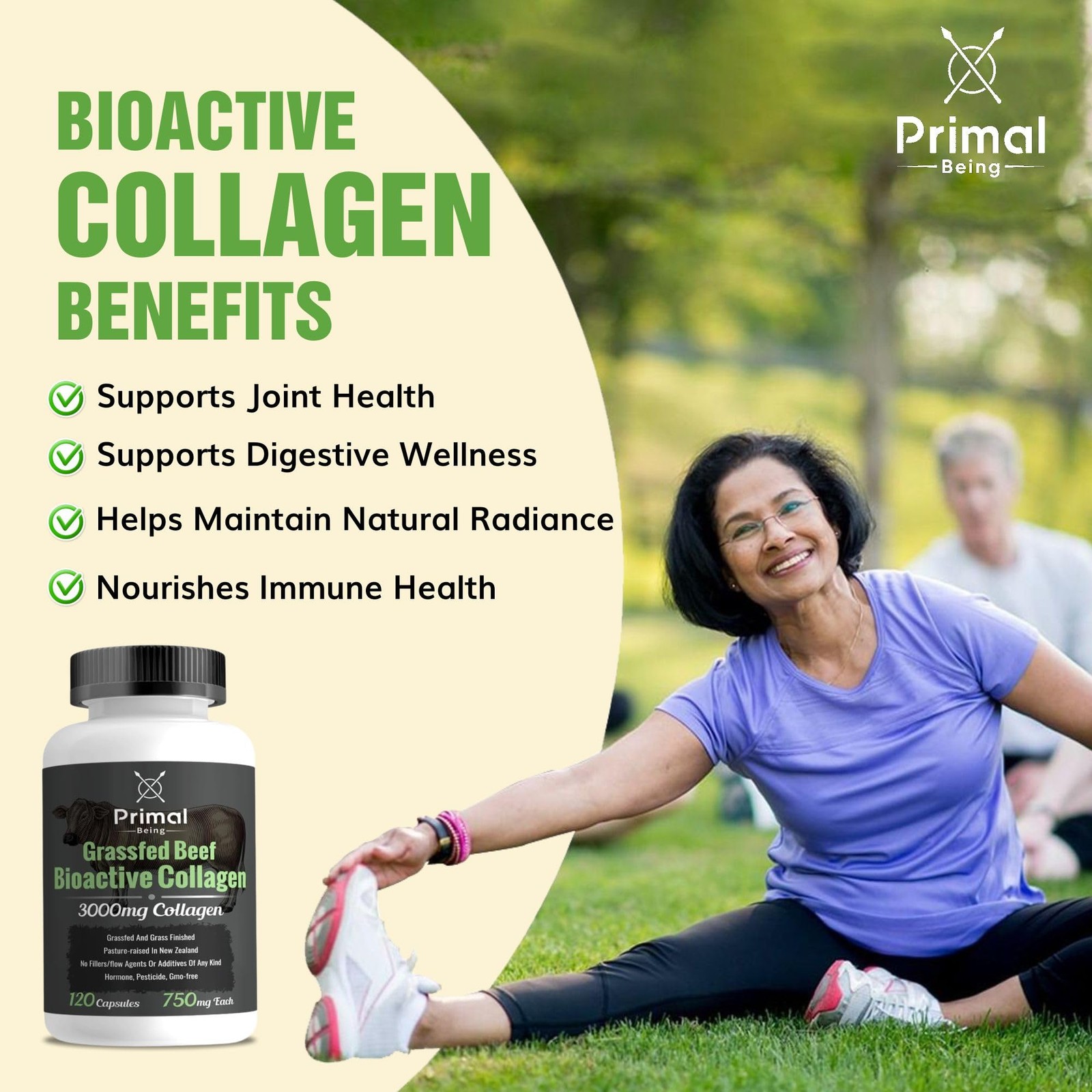 Primal Being Grassfed Beef Cartilage Collagen (Type I-V & 1 Count (Pack of 1)