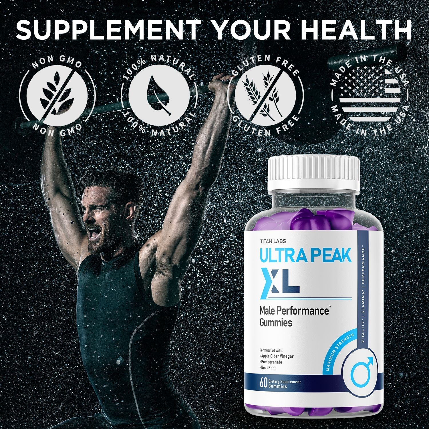 (1 Pack) Ultra Peak XL Gums Advanced Male Support Vitamin UltraPeakXL 60 Gummies