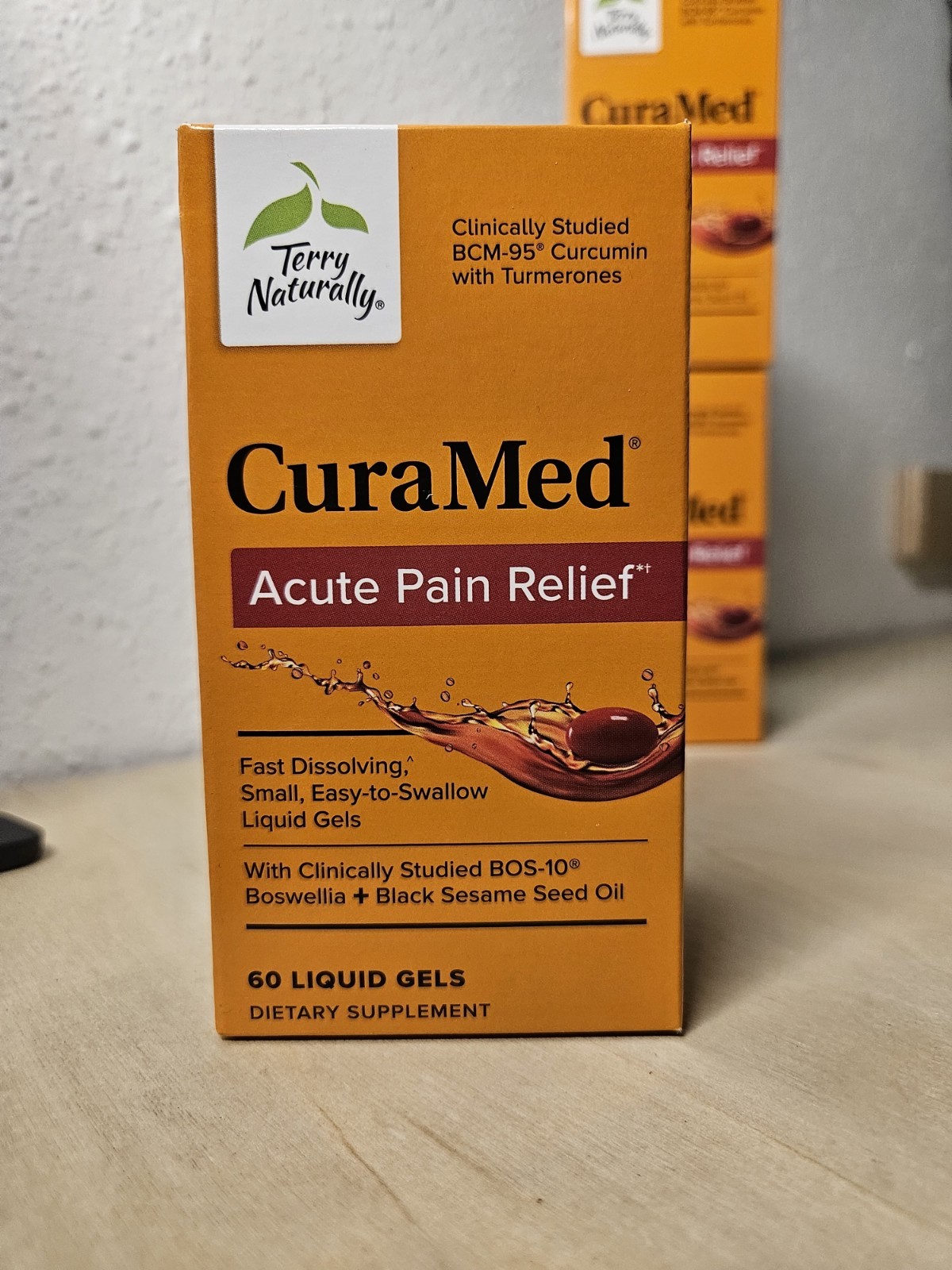 Terry Naturally CuraMed Acute Pain Relief 60 Liquid Gels BOS-10 Exp 02/2028 NEW
