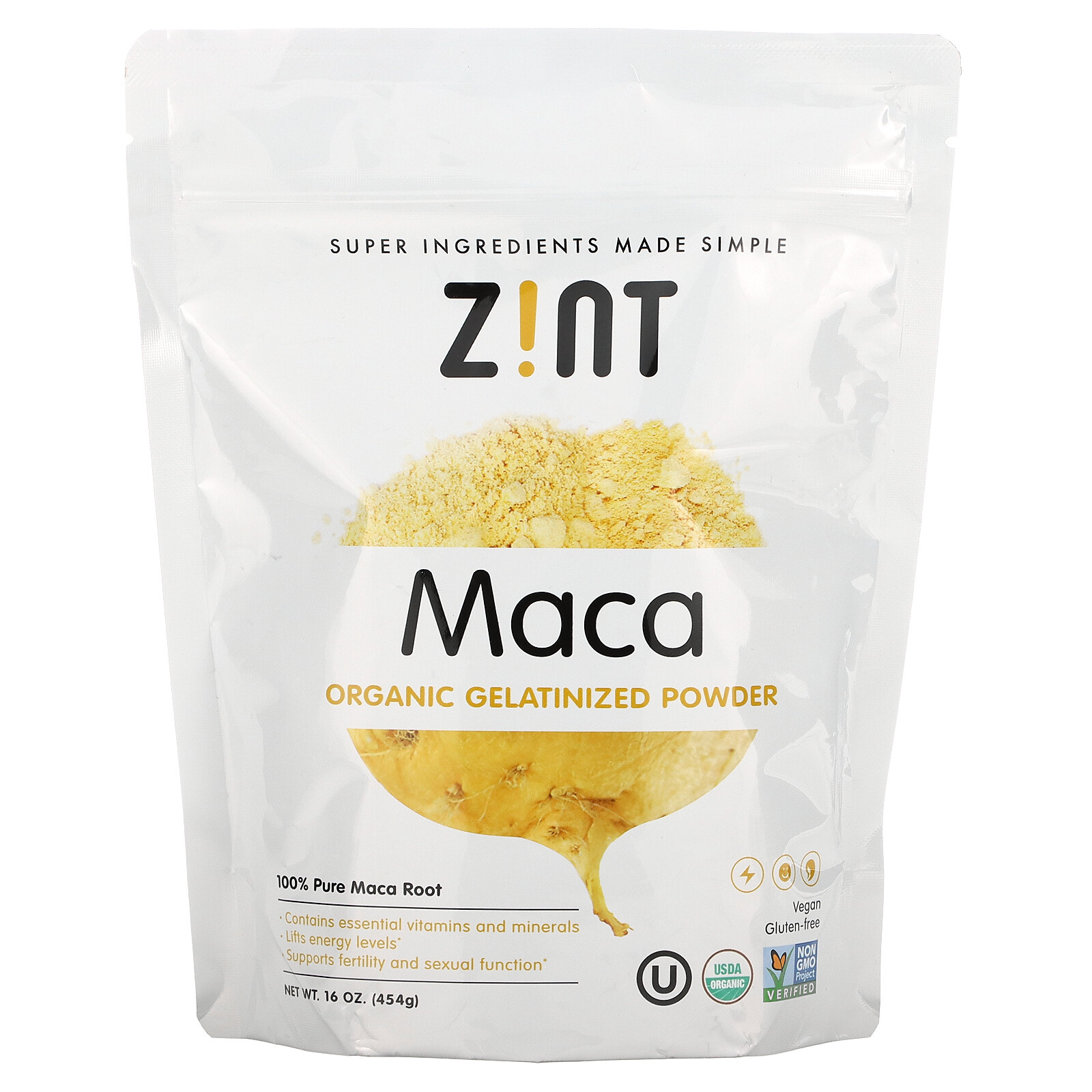 Zint Maca Organic Gelatinized Powder 16 oz 454 g Dairy-Free, Gluten-Free,
