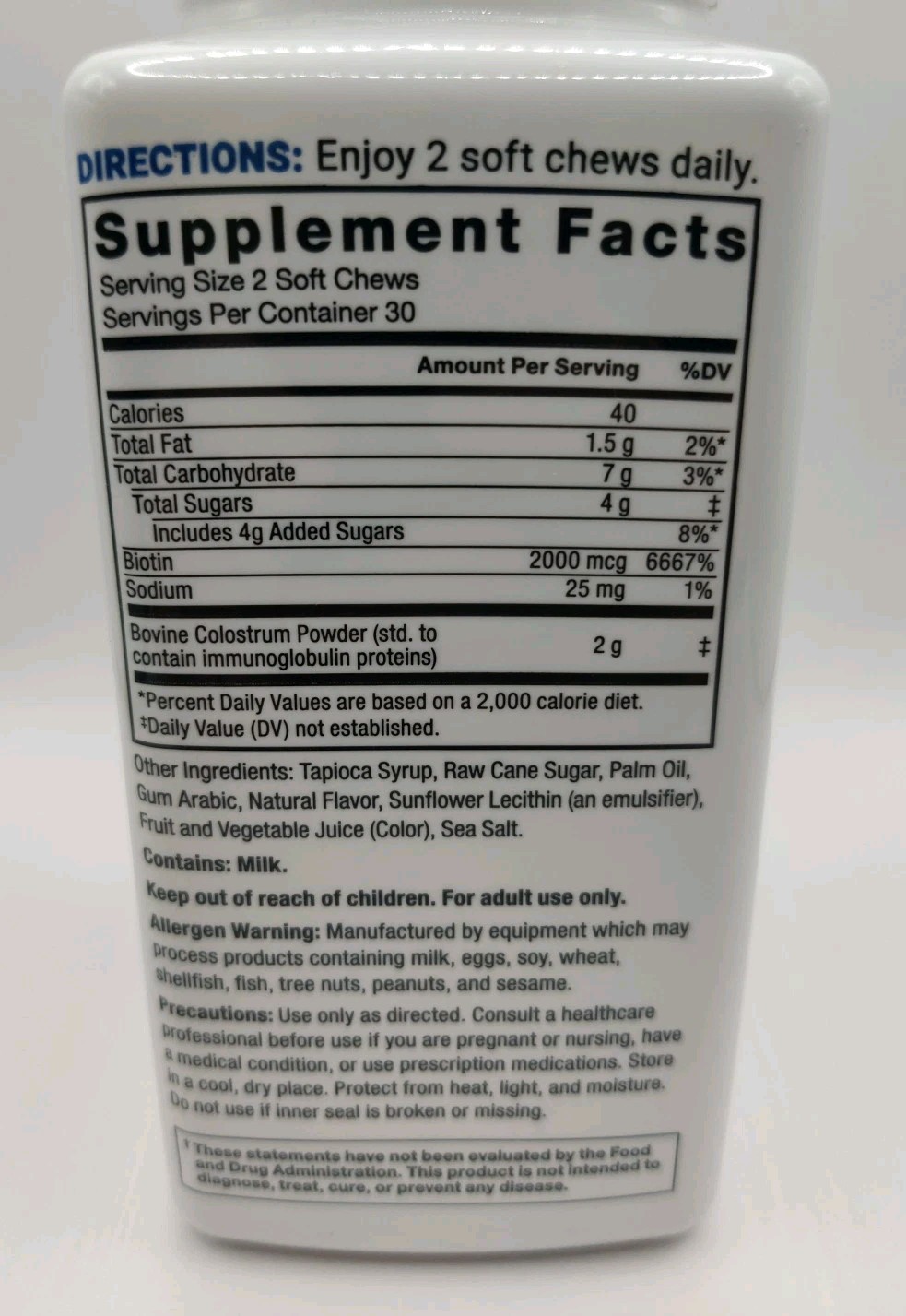 FORCE FACTOR Awesome Colostrum 60 Soft Chews Gut Health, Hair, Skin, Nails 12/26