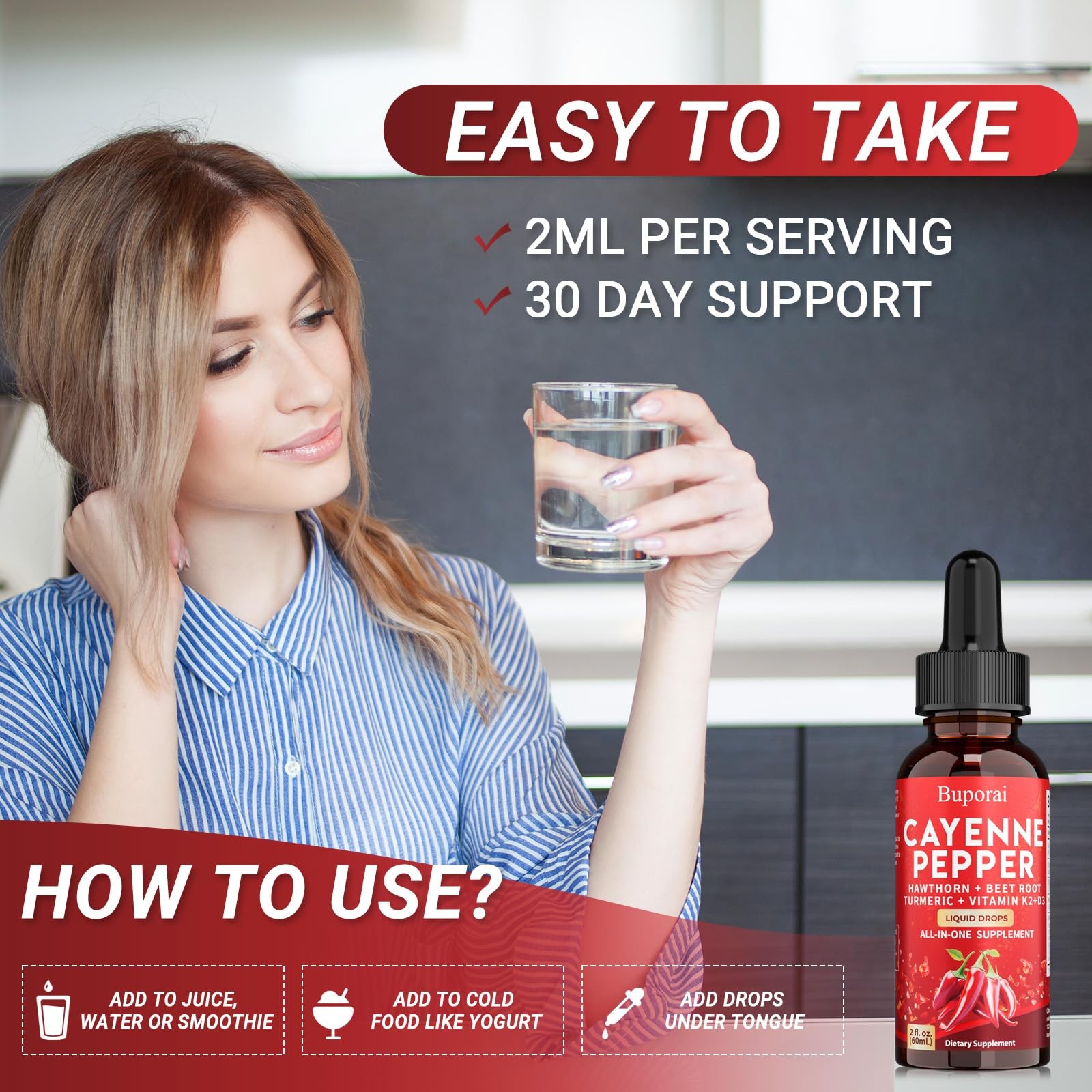 Buporai Cayenne Pepper Drops, Extract 2 Fl Oz (Pack of 1)