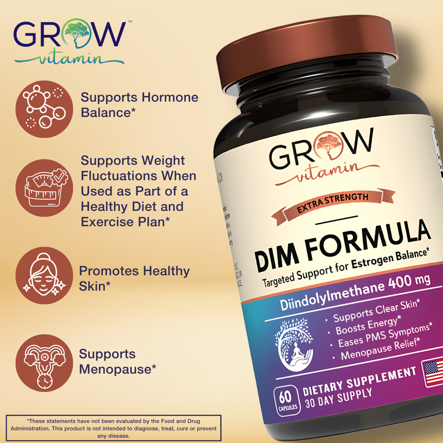 Dr. Berg’s Estrogen Balance DIM (Diindolylmethane) Healthy Estrogen 60 capsules