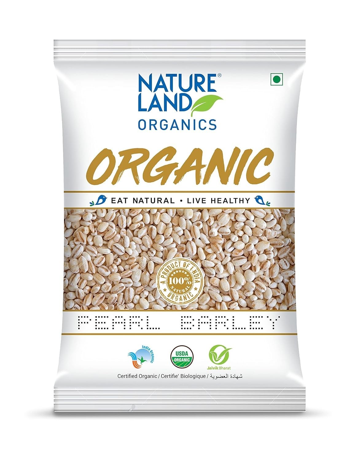 Natureland Organics Pearl Barley 500 Gm (Pack of 5) – Organic Barley