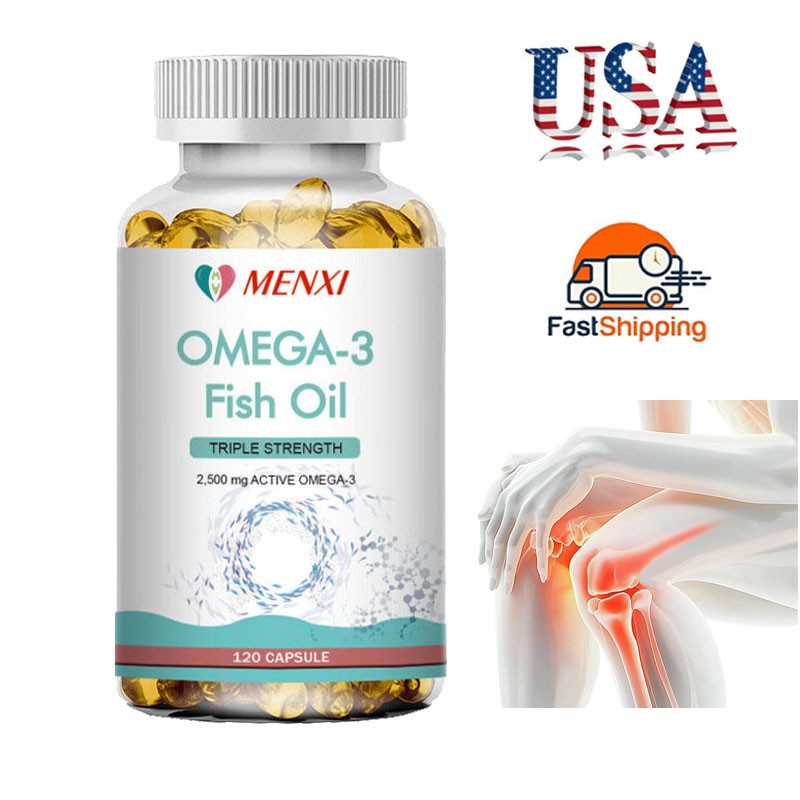3x Strength EPA & DHA Omega 3 Fish Oil 3600mg, Highest Potency, 120 Softgels