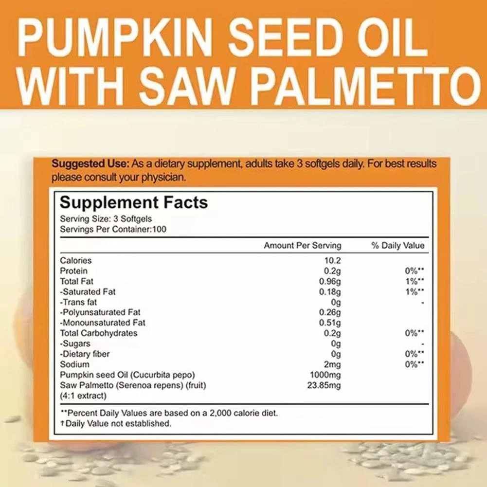 Pumpkin Seed Oil Saw Palmetto 1000 mg – Bladder Health, Immune Support 300 Pills