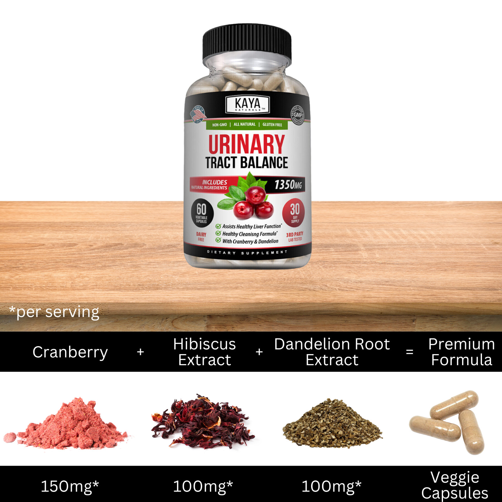 Urinary Tract Balance 1350mg 60ct D Mannose w/ Cranberry Bladder Control Health