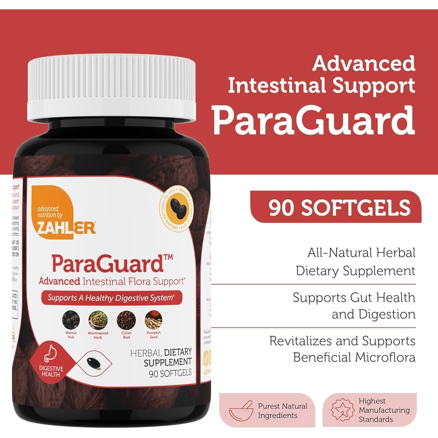 Intestinal Health Support Softgels – Wormwood & Clove for Digestive Balance – 90