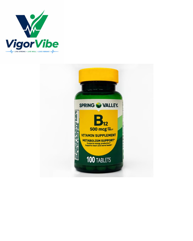 Spring Valley Vitamin B12 Tablets 500 mcg, Metabolism Support, 100 Count