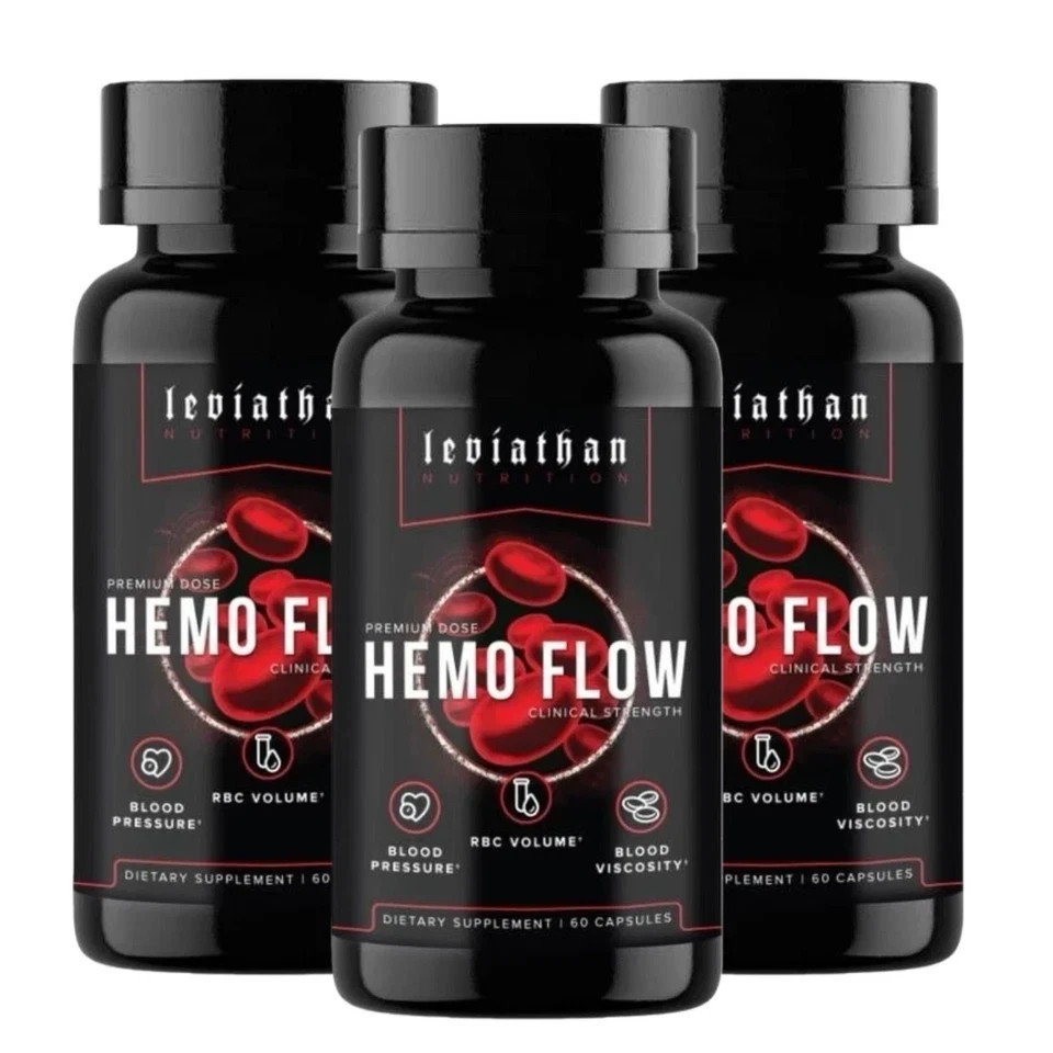 3Pcs-Leviathan Nutrition Hemo Flow Supplement Nattokinase with forNitric Oxide