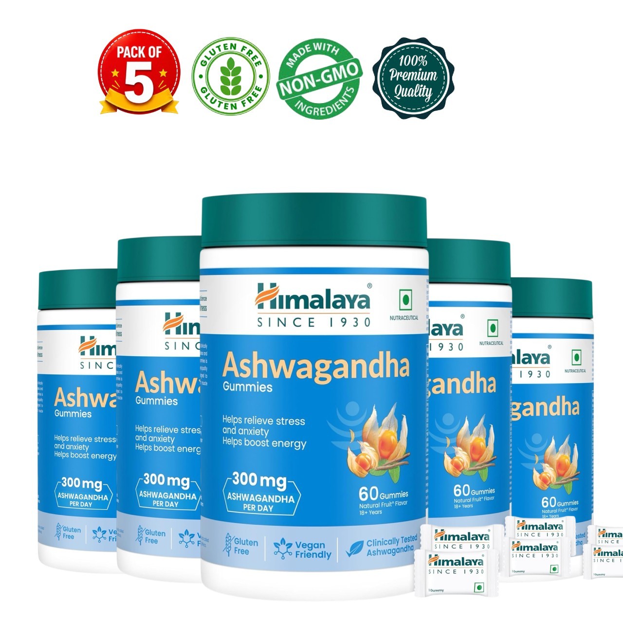 5 Pack Hima .laya KSM-66 Gummies 300 Count