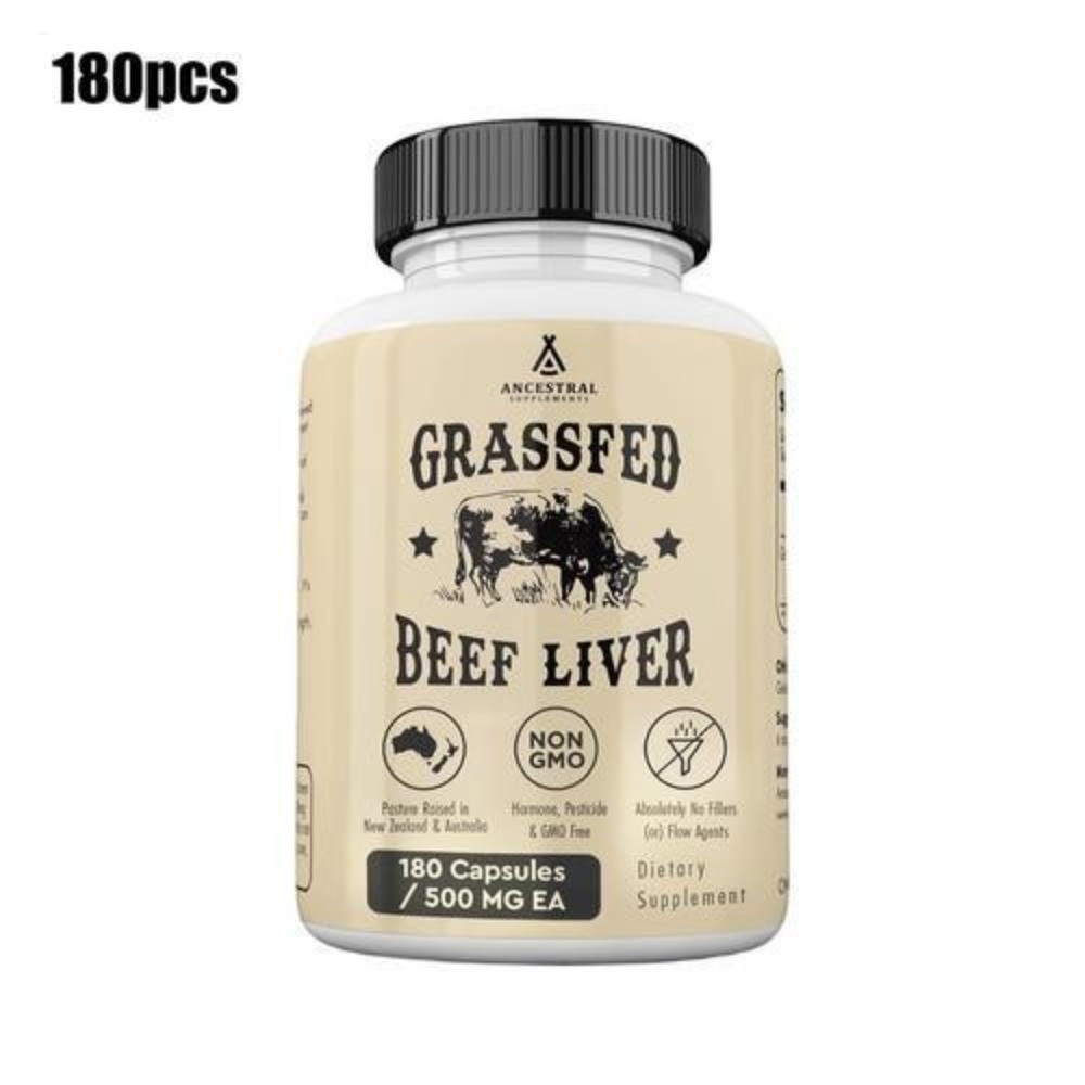 2 bottles Ancestral Supplements Grass Fed Beef Thyroid 500 Mg 180 Capsules